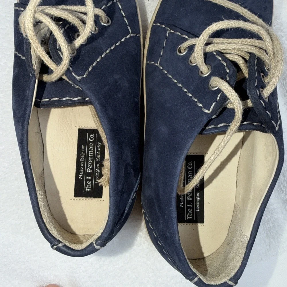 J. Peterman Company Blue Suede Lace Up Shoes Women's Shoe Size 11 Made In Italy
